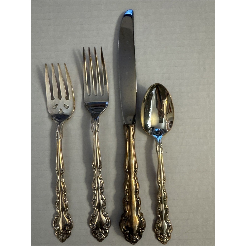 Oneida Community Silverplate Beethoven 4 Pc Place Setting~Knife 2 Forks Teaspoon